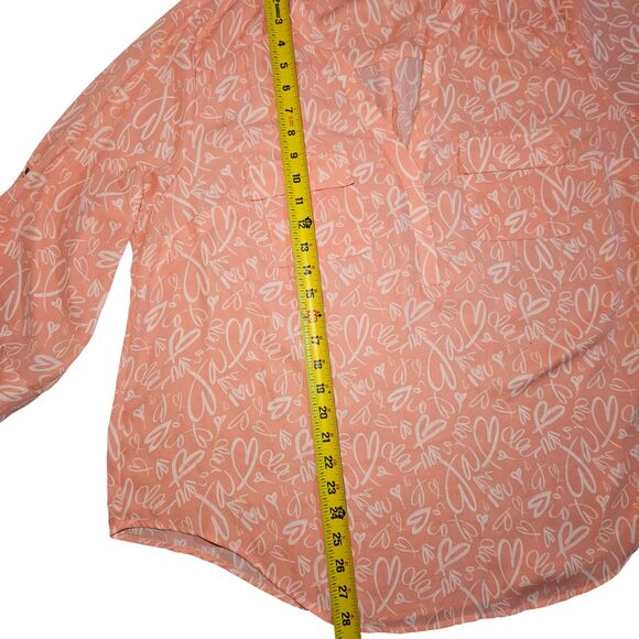 Torrid Women's Harper Blouse size 1X Peachy Pink Hearts Coquette Feminine Flowy - Picture 13 of 13